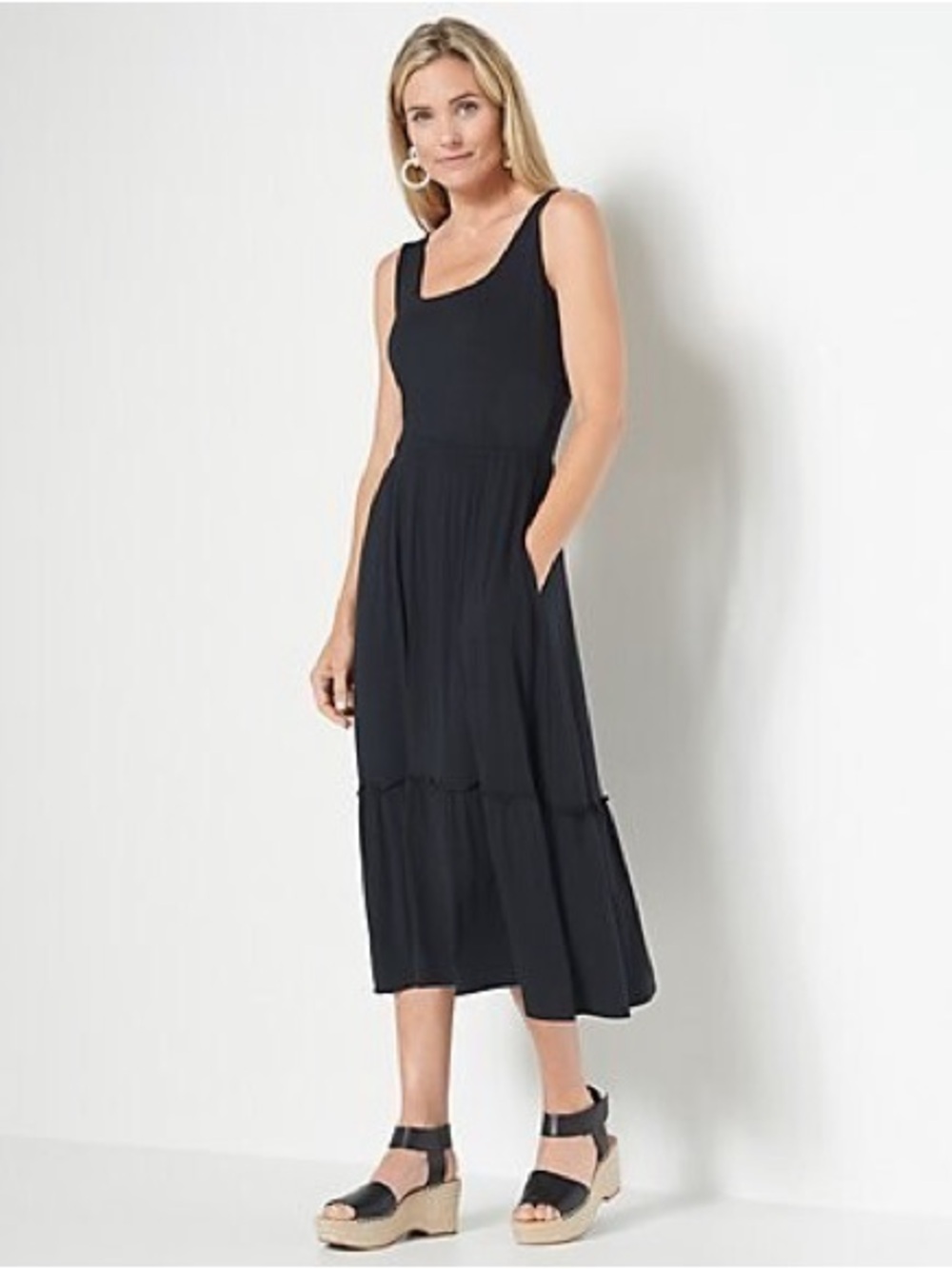 Jason Wu Midi Dress Black Tiered Size Small Petite